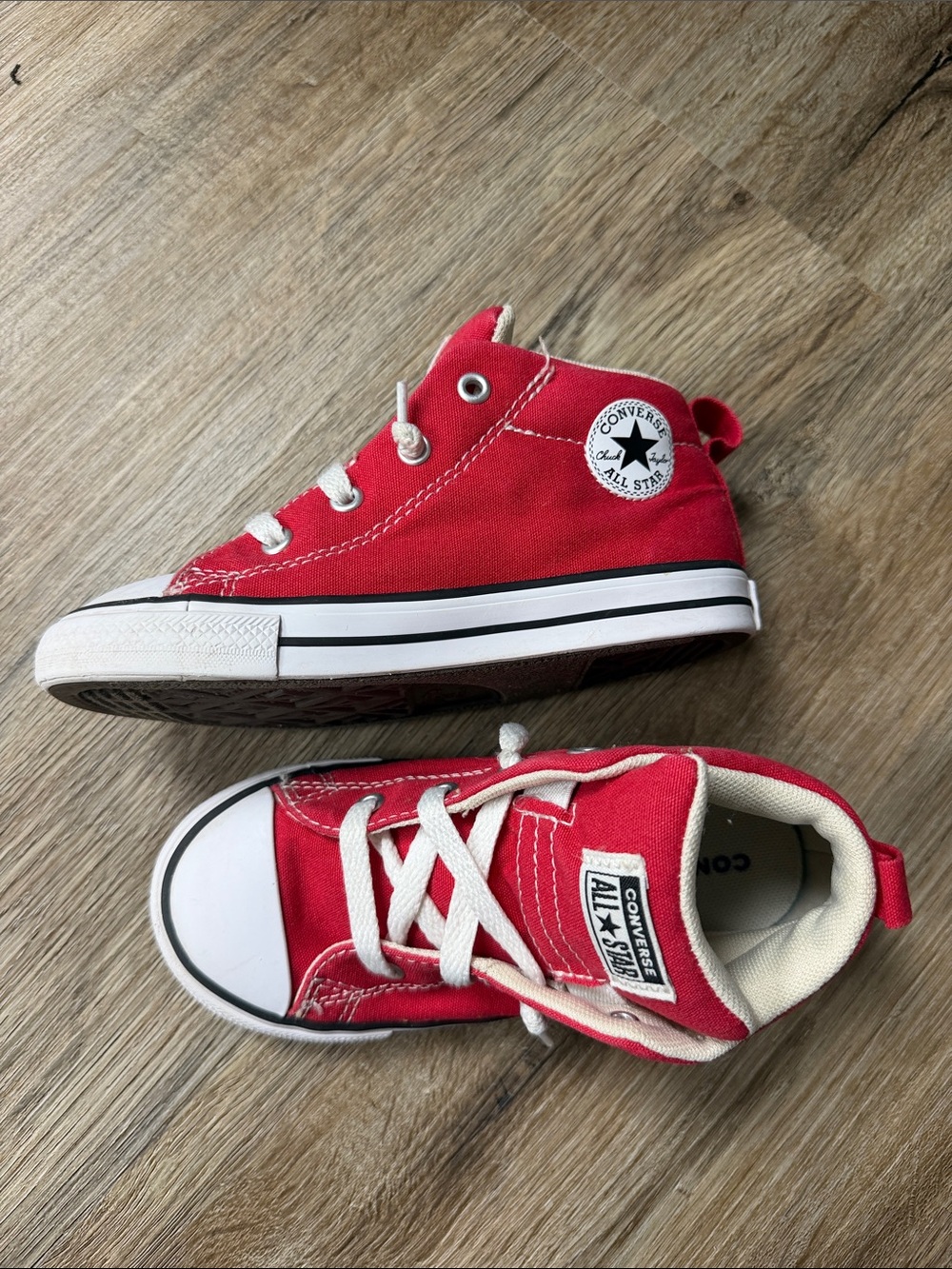 Converse Red and White Kids' High-Top Sneakers